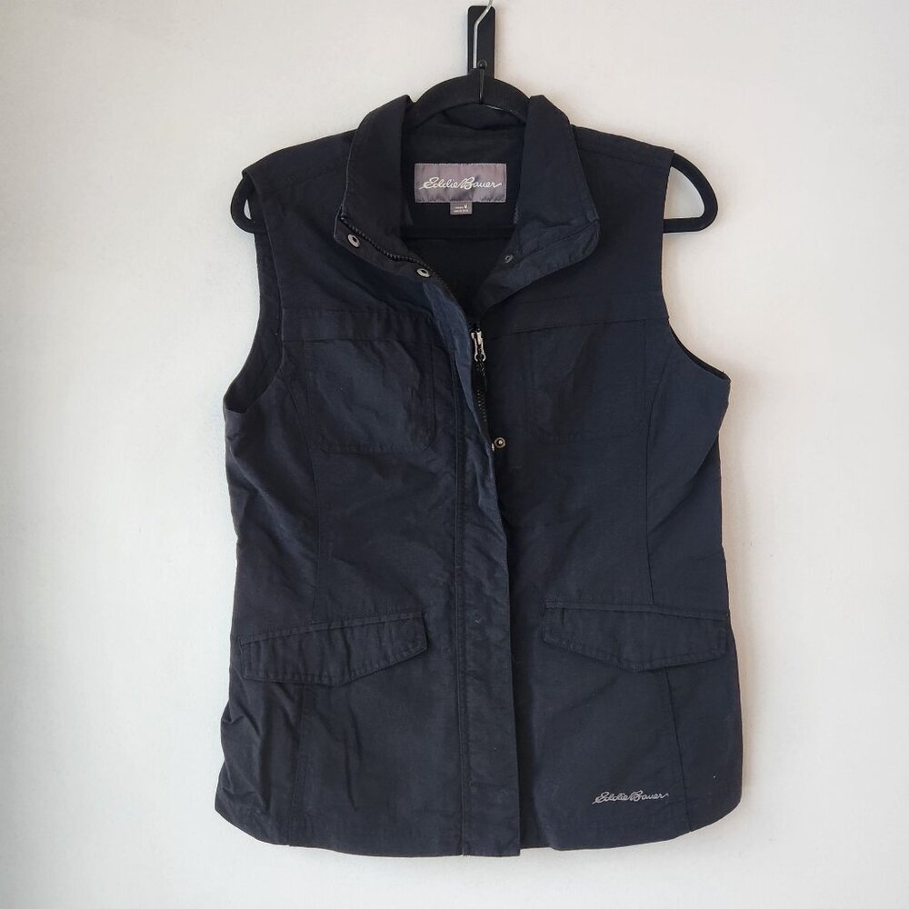 Eddie Bauer Black Windbreaker Vest Hiking Fishing Camping Water Resistant M